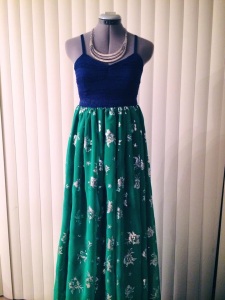 Hmong green blue navy dress with silver flowers2