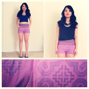 hmong print purple shorts