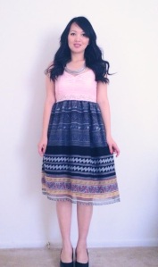 pink black hmong lace dress