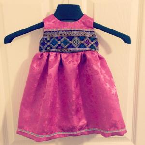 pink hmong trim girl dress